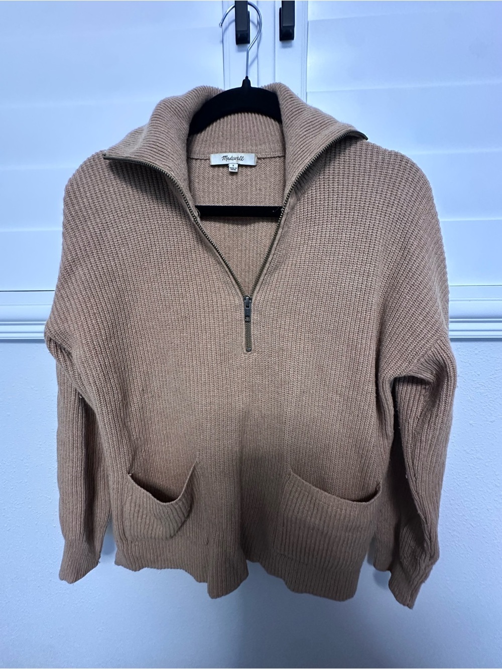 Madewell Women’s Half-Zip Ribbed Sweater - Camel
